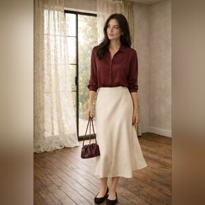 Eileen Fisher Stretch Silk Charmeuse Classic Collar Shirt